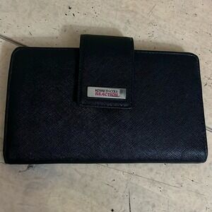 Kenneth Cole Reaction Black Saffiano Faux Leather Wallet Clutch Organizer